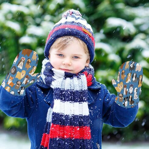 Plaaee Kids Winter Gloves Retro 80s Or 90s Fashion Abstract Warm Ski Gloves Toddler Thermal Knitted Mittens for Boys Girls in Kuwait