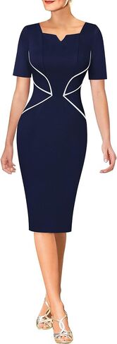 VFSHOW Womens Notch V Neck Work Office Business Bodycon Pencil Sheath Dress in Kuwait