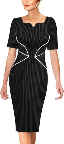 VFSHOW Womens Notch V Neck Work Office Business Bodycon Pencil Sheath Dress in Kuwait