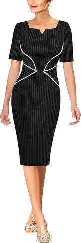 VFSHOW Womens Notch V Neck Work Office Business Bodycon Pencil Sheath Dress in Kuwait