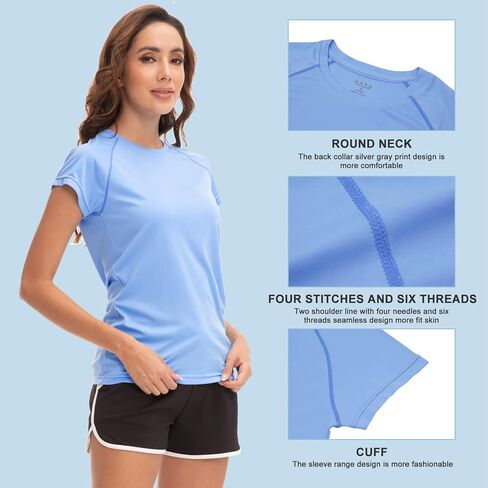 MEETWEE Women Rash Guard Short Sleeve T-Shirts Quick Dry Swim Shirt UPF 50+ UV Sun Protection Lightweight Workout Swim Top in Kuwait