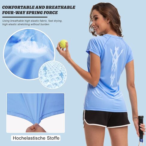 MEETWEE Women Rash Guard Short Sleeve T-Shirts Quick Dry Swim Shirt UPF 50+ UV Sun Protection Lightweight Workout Swim Top in Kuwait