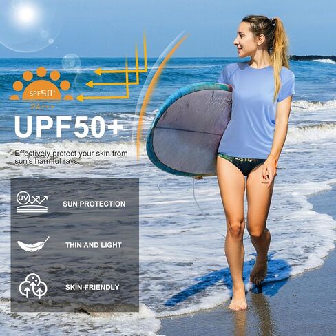 MEETWEE Women Rash Guard Short Sleeve T-Shirts Quick Dry Swim Shirt UPF 50+ UV Sun Protection Lightweight Workout Swim Top in Kuwait