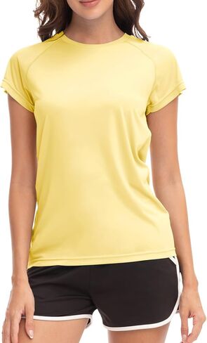 MEETWEE Women Rash Guard Short Sleeve T-Shirts Quick Dry Swim Shirt UPF 50+ UV Sun Protection Lightweight Workout Swim Top in Kuwait