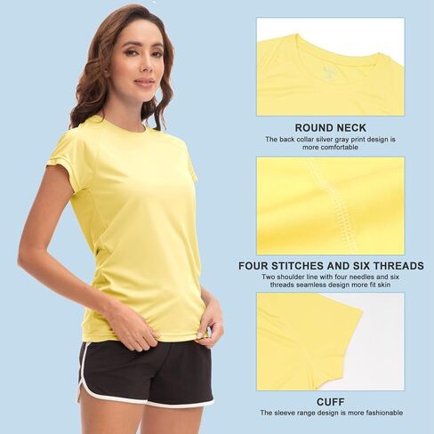MEETWEE Women Rash Guard Short Sleeve T-Shirts Quick Dry Swim Shirt UPF 50+ UV Sun Protection Lightweight Workout Swim Top in Kuwait