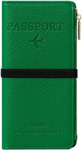 Passport Wallet Rfid Blocking Holder, Family Travel Passport with Zipper for Women and Men, Waterproof PU Leather Travel Passport Organizer Case for Card, Cell Phone and Documents, Green in Saudi Arabia