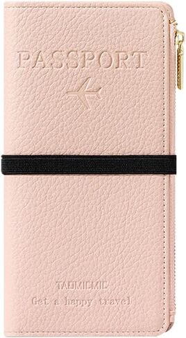 Passport Wallet Rfid Blocking Holder, Family Travel Passport with Zipper for Women and Men, Waterproof PU Leather Travel Passport Organizer Case for Card, Cell Phone and Documents, Green in Saudi Arabia