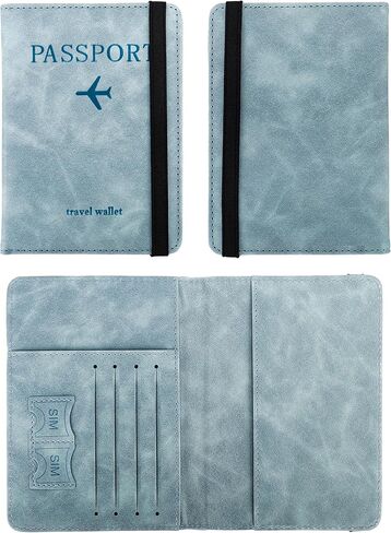 Passport Holder, RFID Blocking Passport Holder for Women/Men, Waterproof Passport Wallet Covers with Credit Card and SIM Card Slots for Travel Essentials Accessories, Travel Passport Wallet in Kuwait