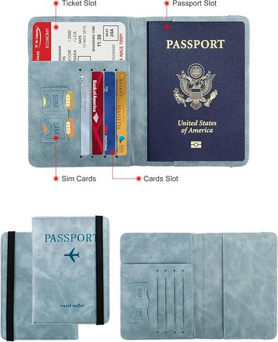 Passport Holder, RFID Blocking Passport Holder for Women/Men, Waterproof Passport Wallet Covers with Credit Card and SIM Card Slots for Travel Essentials Accessories, Travel Passport Wallet in Kuwait