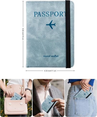 Passport Holder, RFID Blocking Passport Holder for Women/Men, Waterproof Passport Wallet Covers with Credit Card and SIM Card Slots for Travel Essentials Accessories, Travel Passport Wallet in Kuwait
