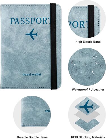 Passport Holder, RFID Blocking Passport Holder for Women/Men, Waterproof Passport Wallet Covers with Credit Card and SIM Card Slots for Travel Essentials Accessories, Travel Passport Wallet in Kuwait