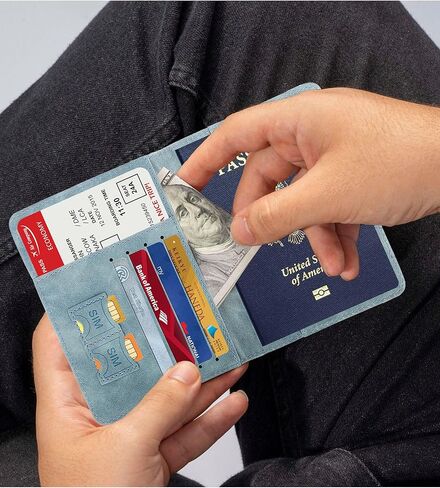 Passport Holder, RFID Blocking Passport Holder for Women/Men, Waterproof Passport Wallet Covers with Credit Card and SIM Card Slots for Travel Essentials Accessories, Travel Passport Wallet in Kuwait