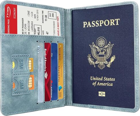 Passport Holder, RFID Blocking Passport Holder for Women/Men, Waterproof Passport Wallet Covers with Credit Card and SIM Card Slots for Travel Essentials Accessories, Travel Passport Wallet in Kuwait