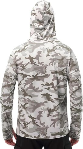 FISHEAL Men's Performance Fishing Hoodie Shirt - UPF 50+ Sun Protection Long Sleeve Thumbholes Shirts with Neck Gaiter in Saudi Arabia