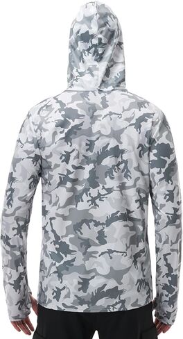 FISHEAL Men's Performance Fishing Hoodie Shirt - UPF 50+ Sun Protection Long Sleeve Thumbholes Shirts with Neck Gaiter in Saudi Arabia