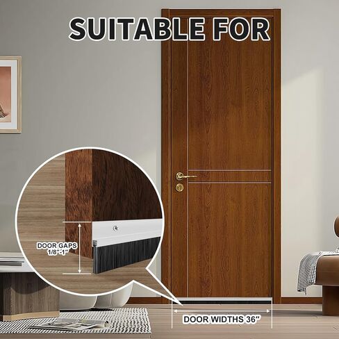2 Pack Door Draft Stoppers for Bottom of Door, 36" Length Weather Stripping Door Seal, Strong Adhesive Door Sweep for Exterior and Interior Doors（Aluminum） in Saudi Arabia