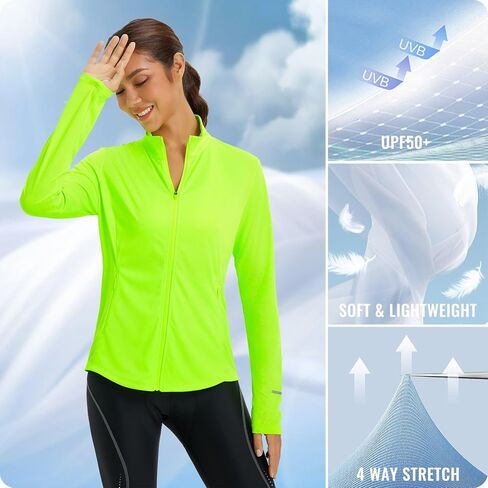 baleaf Women's Lightweight Running Jacket Sun Protection Athletic Full Zip Long Sleeve Shirts UPF 50+ Pockets Cycling in Kuwait