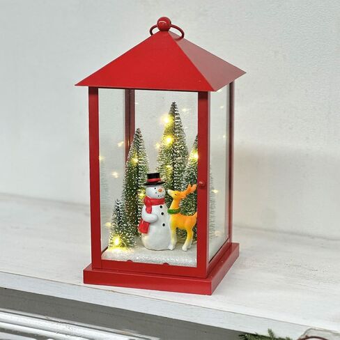 11’’ Lighted Christmas Lanterns with 10 Warm White Lights Built-in Timer, Christmas Decorations for Indoor in Saudi Arabia
