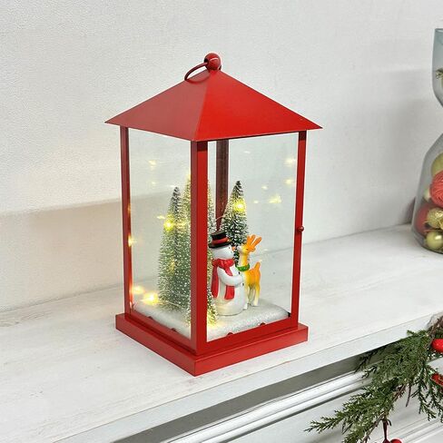 11’’ Lighted Christmas Lanterns with 10 Warm White Lights Built-in Timer, Christmas Decorations for Indoor in Saudi Arabia