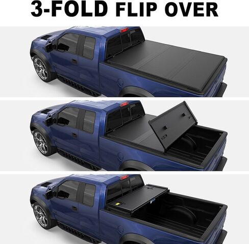 غطاء تونيو للشاحنة ناعم قابل للطي ثلاثي 3 أضعاف 8 أقدام متوافق مع 1999-2024 Ford F250 / F350 / F450 Super Duty Styleside 3 أضعاف على غطاء سرير الشاحنة العلوي in Saudi Arabia