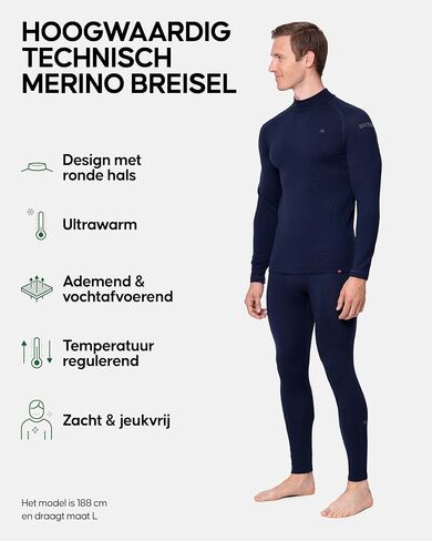 مجموعة ملابس داخلية حرارية للرجال من DANISH ENDURANCE من ميرينو للبرد الشديد، سراويل طويلة للرجال، درجات حرارة شتوية برقبة وهمية in Kuwait