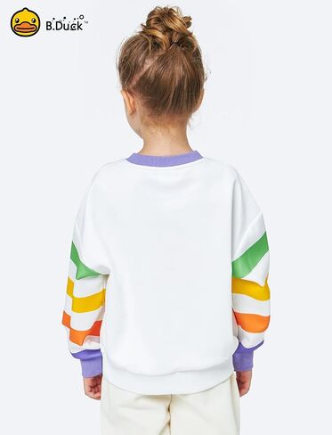 B.Duck Girls Boys Sweatshirt Cute Cartoon Yellow Duck Crewneck Pullover for Toddler Kids (3-12 Years) Long Sleeve Shirt Tops in Saudi Arabia