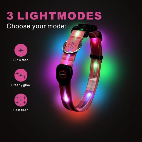Light up Dog Collars, LED Dog Collar Light, USB Rechargeable Bright Flashing Dog Collar with Waterproof, Lighted Safety Collar for Walking at Night for Small Medium Large Dogs (Blue) in Kuwait