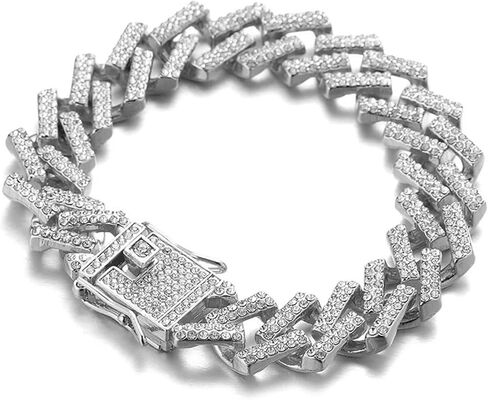ساعة Halukakah Diamonds الذهبية مثلجة، سوار معصم كوارتز مطلي بالذهب الأبيض والبلاتينيوم عيار 18 قيراط للرجال بمينا مثمن مقاس 8.7 بوصات، مع خيارات مجموعة سوار قلادة الارتباط الكوبي، صندوق هدايا مجاني in Kuwait