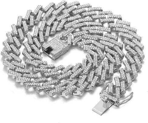 ساعة Halukakah Diamonds الذهبية مثلجة، سوار معصم كوارتز مطلي بالذهب الأبيض والبلاتينيوم عيار 18 قيراط للرجال بمينا مثمن مقاس 8.7 بوصات، مع خيارات مجموعة سوار قلادة الارتباط الكوبي، صندوق هدايا مجاني in Kuwait