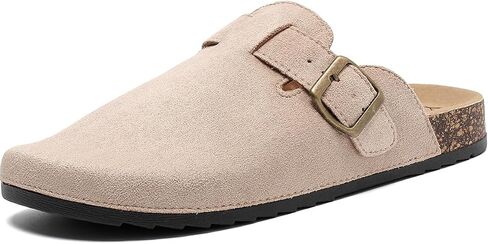 Womens Mens Suede Clogs Leather Mules Comfort Cork Footbed Antislip House Sandals Arch Support Potato Shoes with Adjustable Buckle in Saudi Arabia