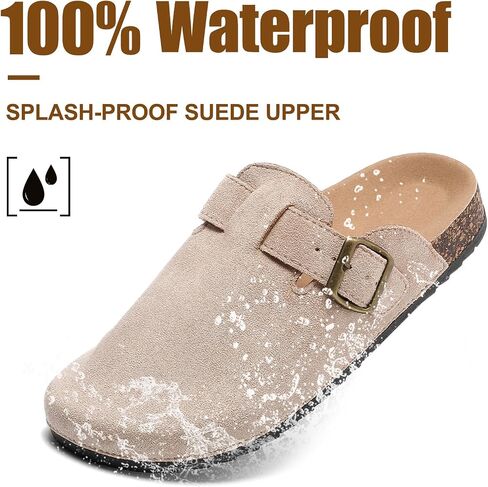 Womens Mens Suede Clogs Leather Mules Comfort Cork Footbed Antislip House Sandals Arch Support Potato Shoes with Adjustable Buckle in Saudi Arabia