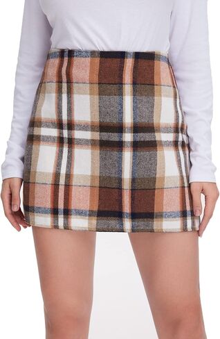 MakeMeChic Women's Plaid Skirt High Waisted Pencil Mini Skirt in Saudi Arabia