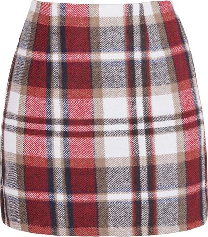 Womens Girl High Waisted Plaid Skirt Bodycon Pencil Skirts Fall Winter Wool Mini Skirt in Saudi Arabia