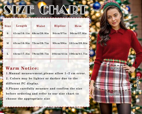Womens Girl High Waisted Plaid Skirt Bodycon Pencil Skirts Fall Winter Wool Mini Skirt in Saudi Arabia