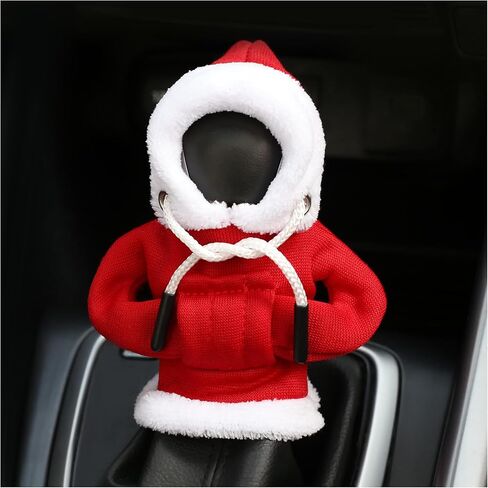 Gear Shift Cover,Cute and Soft Shift Knob Cover for Car Christmas Decorations,Non-Slip Gear Shift Hoodie Christmas Car Decor Car Interior Accessories for Automatic Gear Shifter Protection (Red) in Saudi Arabia