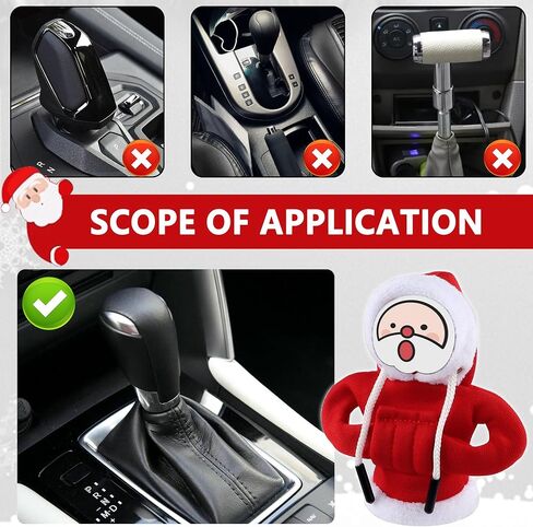 Gear Shift Cover,Cute and Soft Shift Knob Cover for Car Christmas Decorations,Non-Slip Gear Shift Hoodie Christmas Car Decor Car Interior Accessories for Automatic Gear Shifter Protection (Red) in Saudi Arabia