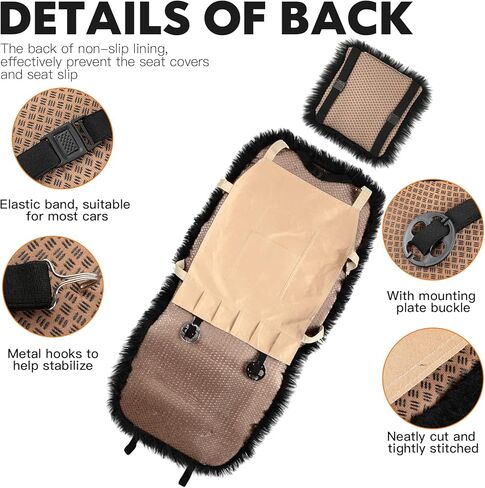 Talew 2 جهاز كمبيوتر شخصى غطاء مقعد الفراء الأسود أغطية مقاعد جلد الغنم للسيارات فروي غامض مقعد السيارة يغطي لفصل الشتاء الفراء رقيق وسائد مقعد السيارة للسيارات سيارات الدفع الرباعي الشاحنات in Kuwait