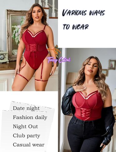 Avidlove Sexy Plus Size Lingerie Set for Women Sexy Bodysuit with High Slit dress and Garter Belt L-5XL in Saudi Arabia