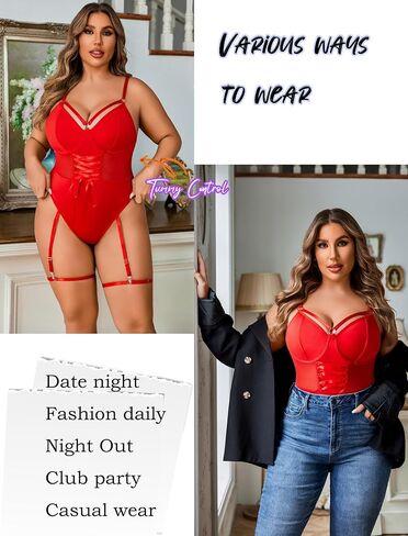 Avidlove Sexy Plus Size Lingerie Set for Women Sexy Bodysuit with High Slit dress and Garter Belt L-5XL in Saudi Arabia