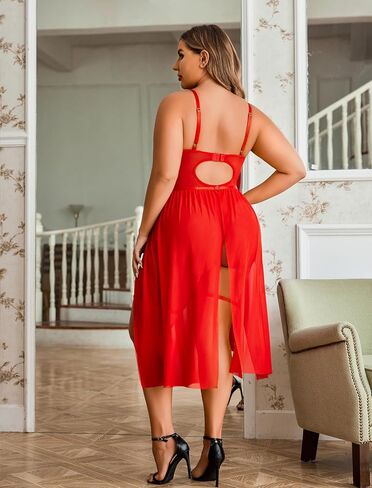 Avidlove Sexy Plus Size Lingerie Set for Women Sexy Bodysuit with High Slit dress and Garter Belt L-5XL in Saudi Arabia