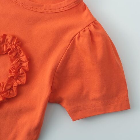 Noomelfish Girls Ruffle Heart T-Shirts Cute Short Sleeve Tee Tops (3-12 Years) in Saudi Arabia