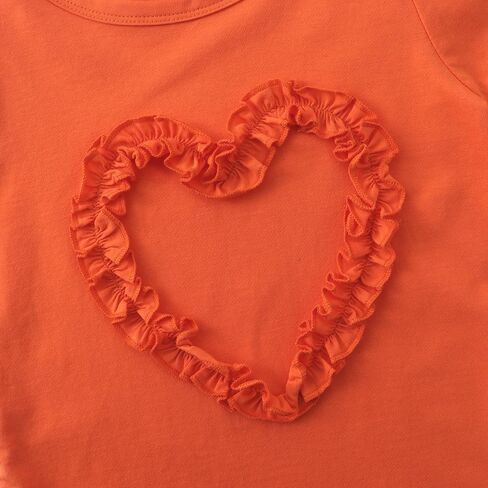 Noomelfish Girls Ruffle Heart T-Shirts Cute Short Sleeve Tee Tops (3-12 Years) in Saudi Arabia