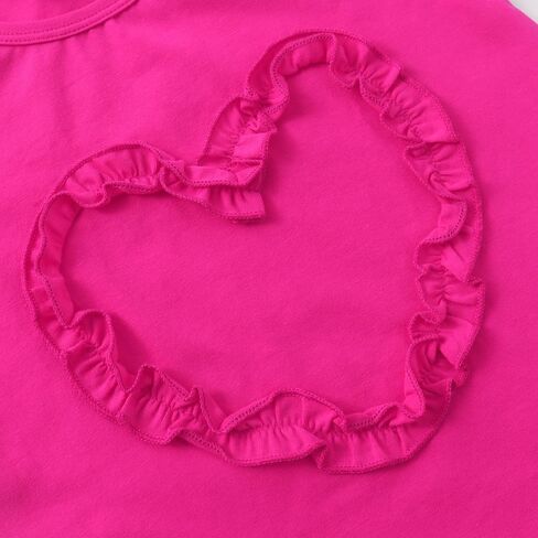 Noomelfish Girls Ruffle Heart T-Shirts Cute Short Sleeve Tee Tops (3-12 Years) in Saudi Arabia