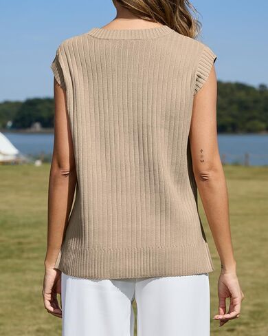 ZDC Women's Oversized Sweater Vest Trendy Sleeveless Tank Tops Crew Neck Casual Pullover Shirts in Saudi Arabia