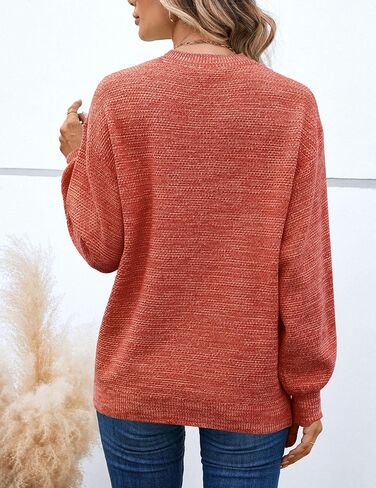 Sucolan Oversized Sweaters for Women Heathered Long Sleeve Crew Neck Pullover Knit Sweater Casual Fall Tops 2024 Fashion in Saudi Arabia