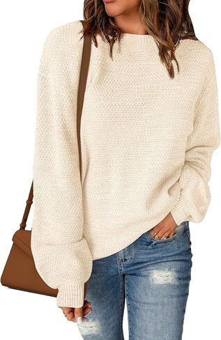 Sucolan Oversized Sweaters for Women Heathered Long Sleeve Crew Neck Pullover Knit Sweater Casual Fall Tops 2024 Fashion in Kuwait