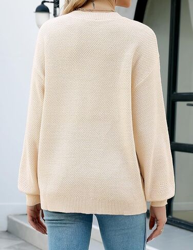 Sucolan Oversized Sweaters for Women Heathered Long Sleeve Crew Neck Pullover Knit Sweater Casual Fall Tops 2024 Fashion in Kuwait