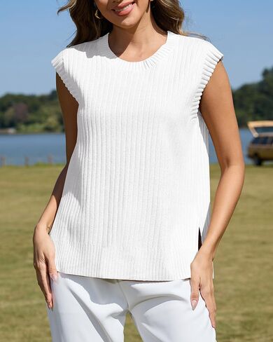 ZDC Women's Oversized Sweater Vest Trendy Sleeveless Tank Tops Crew Neck Casual Pullover Shirts in Saudi Arabia
