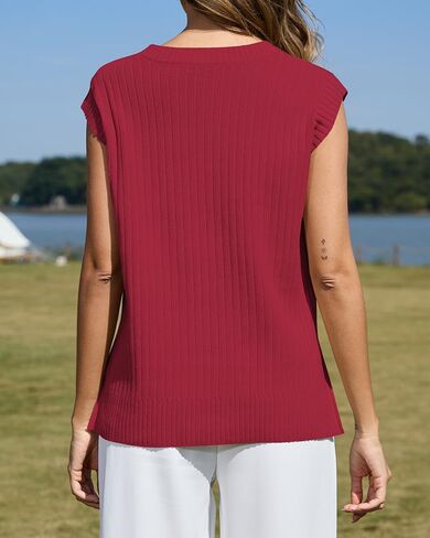 ZDC Women's Oversized Sweater Vest Trendy Sleeveless Tank Tops Crew Neck Casual Pullover Shirts in Saudi Arabia