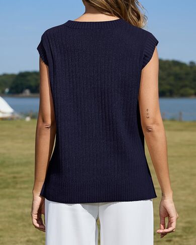 ZDC Women's Oversized Sweater Vest Trendy Sleeveless Tank Tops Crew Neck Casual Pullover Shirts in Saudi Arabia